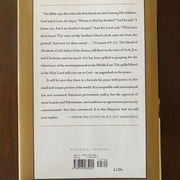 Palestine Peace Not Apartheid, Jimmy Carter, 1st Edition Hardcover - Picture 2 of 9